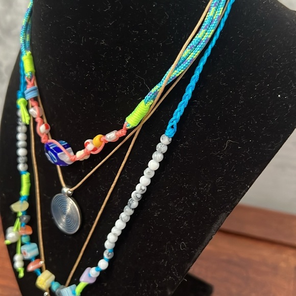 Free People My Magic Layered Necklace Ariana Ost Bohemian Glass Whimsical -New - Picture 6 of 12